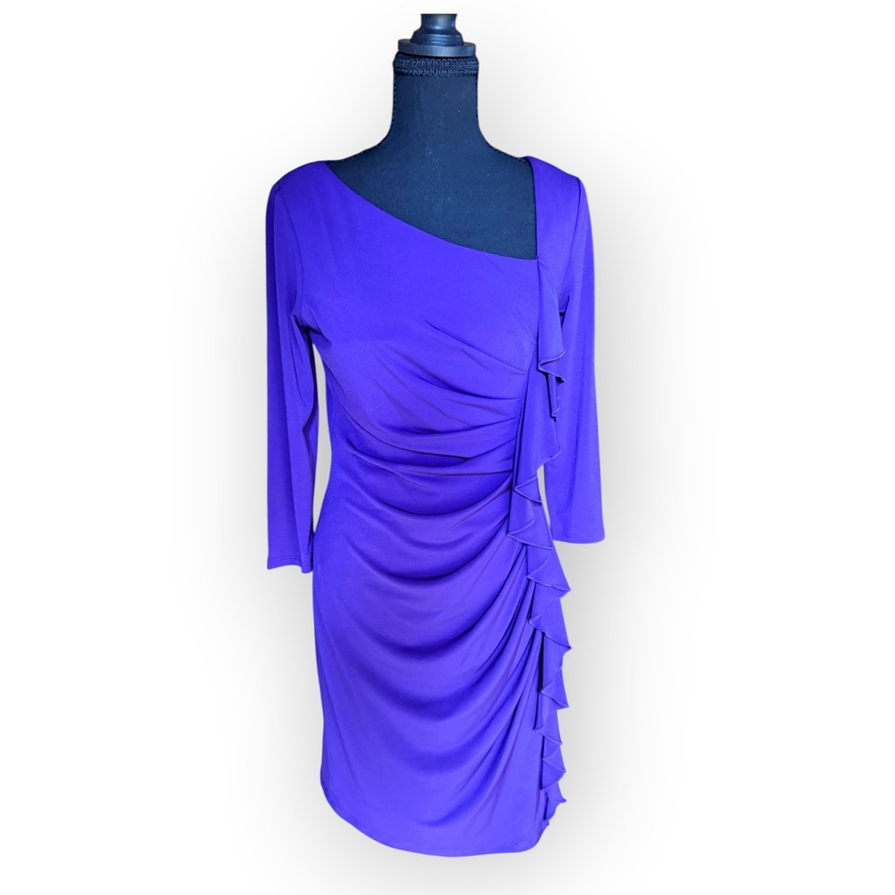 Suzi Chin Purple Asymmetric Dress Ruched Ruffle Maximalist Event Party Y2K 4
